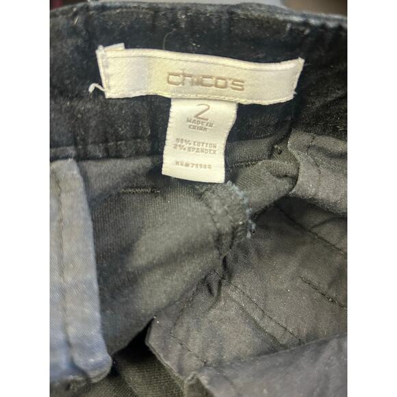 Chico’s Women’s Black Velveteen Straight Leg Pants Cotton Stretch Size 2 (US 12) - Picture 7 of 7